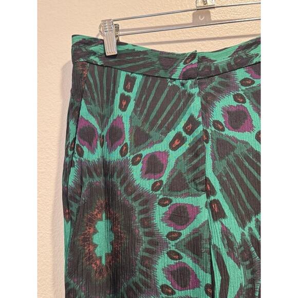 Ba&Sh Pants Women’s Size Medium Lady Green Print Wide Leg Colorful Resort Boho - Picture 8 of 11